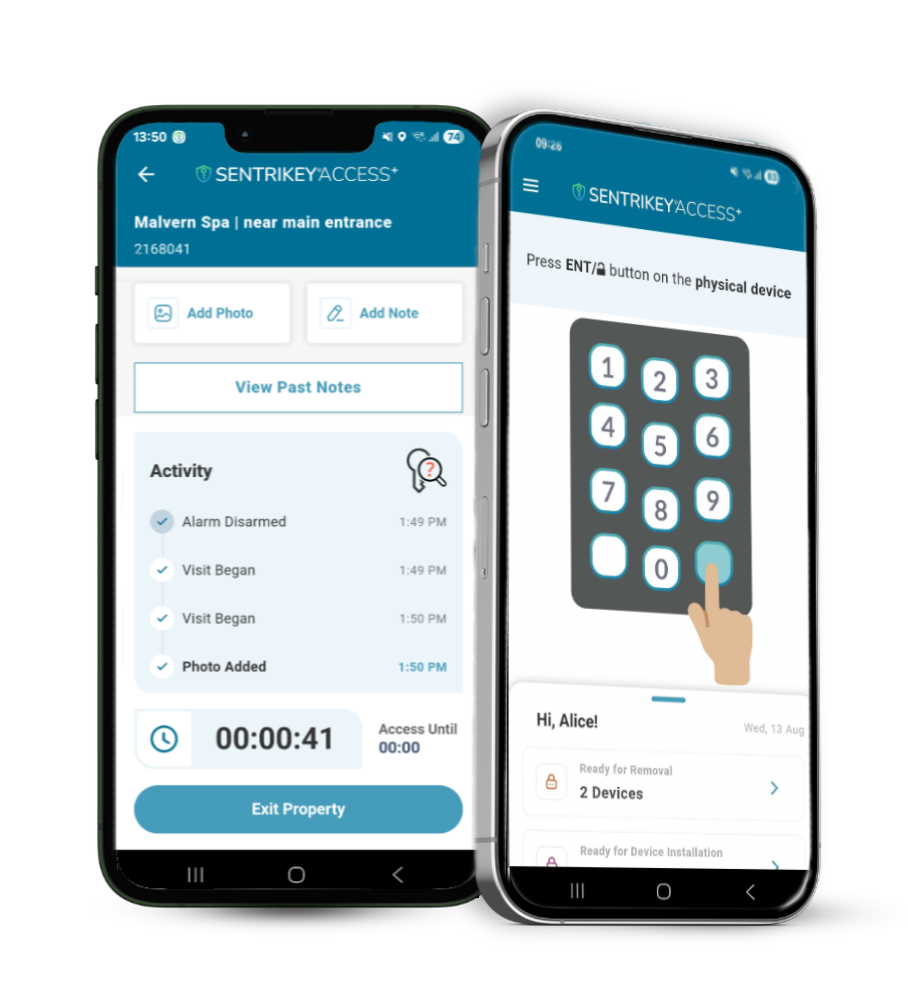 Two mobile phones with Access+ app on screens