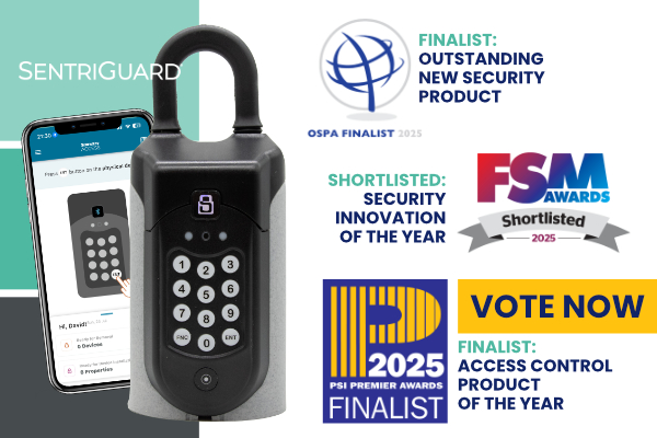 A graphic representing SentriGuard's industry recognition through award nominations described in the copy