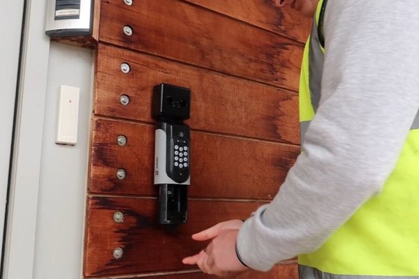 A facilities management contractor accessing keys stored in SentriGuard key safe