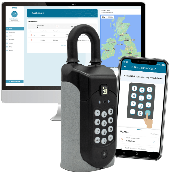 A complete SentriGuard solution: key safe, app and platform