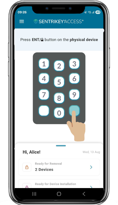 A mobile phone with Access+ app on screen